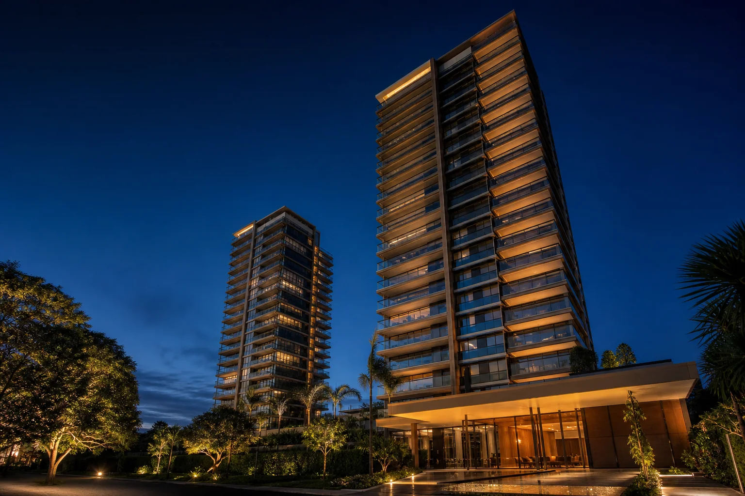 Torres residenciais representando um lançamento imobiliário